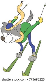 husky is going to ski