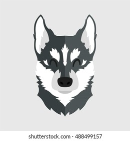Husky Head Cartoon Vector Graphics Character