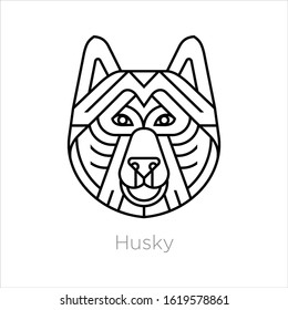  Husky head icon logo line art illustration 
