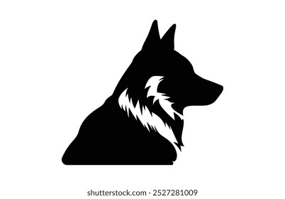 Husky Head Silhouette Vector, Husky Dog Face Black Clipart