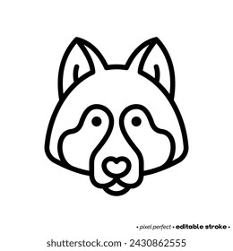 Husky head thin line icon. Dog breed. Editable stroke. Vector illustration.