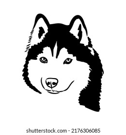 Husky isolated on white background. Stencil. Dog silhouette.