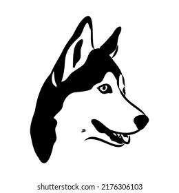 Husky isolated on white background. Stencil. Dog silhouette.