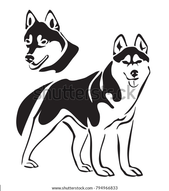 Husky Isolated On White Background Laser Stock Vector (Royalty Free