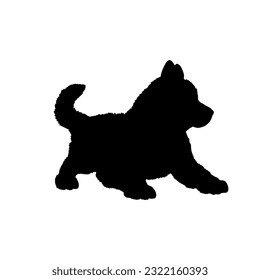 Husky lies Dog puppies silhouette. Baby dog silhouette Puppy breeds 