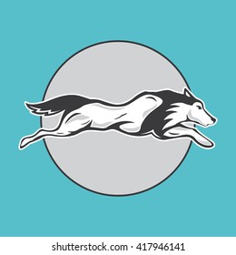 Husky logo design on blue background