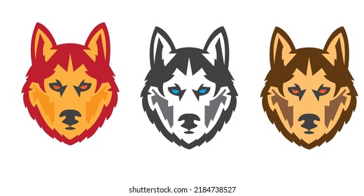 Husky logo design. wildlife illustrator vector design.