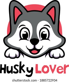 husky lover poster art , Cartoon Vector Icon Illustration. Animal Icon Concept Isolated Premium Vector. Flat Cartoon Style.