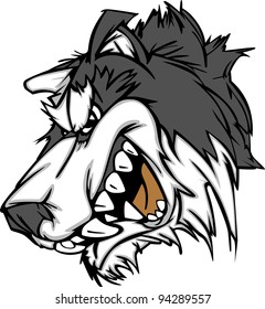 Husky Mascot with Mean Face Cartoon Vector Image