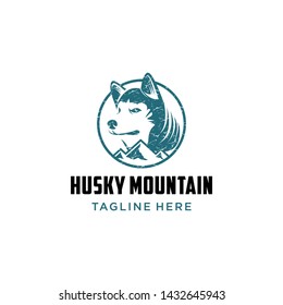husky mountain logo deaign vector
