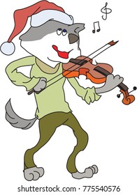 husky plays the violin