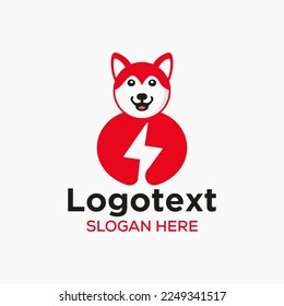 Plantilla de vectores de concepto de espacio negativo con el logotipo de energía Husky. Símbolo del tornillo de sujeción Husky