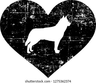 Husky silhouette in black heart