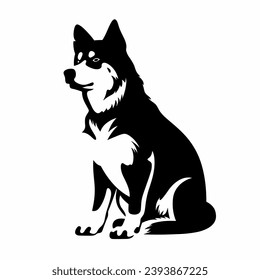 Husky silhouette. Husky black icon on white background