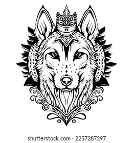 Husky Silhouette Outline Drawing Illustration