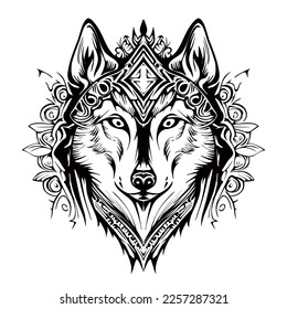 Husky Silhouette Outline Drawing Illustration