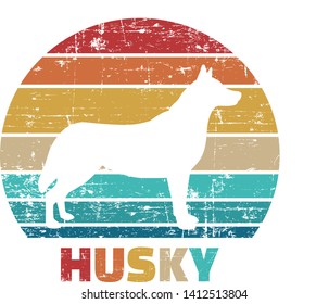 Husky silhouette vintage and retro