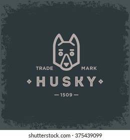 Husky trade mark minimalist logo the face black