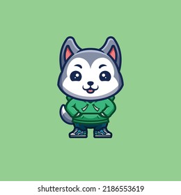 Husky Urban Cute Creative Kawaii Cartoon Mascot Logo