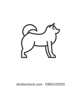 Husky  Vector Line Icon, Sign, Illustration On Background, Editable Strokes