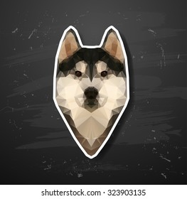 Husky vector polygon, abstract triangle  