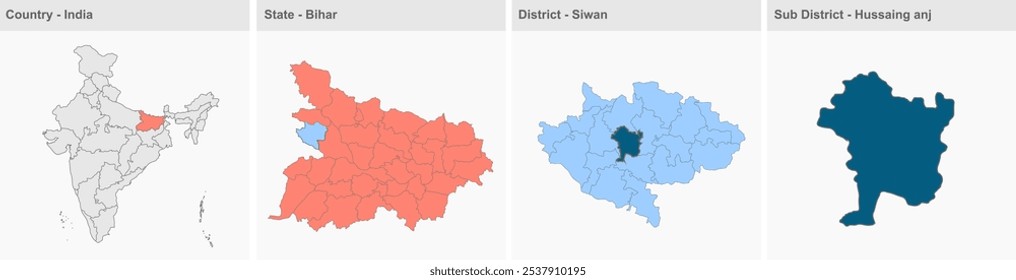 Hussaing anj map (District Siwan, State Bihar, Republic of India) ,Siwan District, Bihar State, Republic of India, Government of Bihar, Indian territory, Eastern India, politics, village, tourism