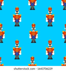 Hussar soldier retro pattern seamless. Guardsman with mustache background. Baby fabric texture. vector ornament