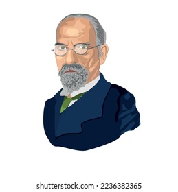 Husserl, portrait vector illustration.  Edmund Gustav Albrecht Husserl (1859 –1938). German philosopher. He founded the school of phenomenology. He has worked in the fields of Philosophy and Logic. 