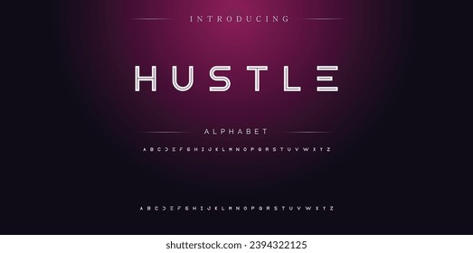 Hustle Elegant Font Uppercase Lowercase and Number. Classic Lettering Minimal Fashion Designs. Typography modern serif fonts regular decorative vintage concept. vector illustration