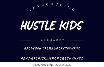 Hustle Kids Vector Illustration Grunge Horror Typographie. Hand Made Brush Font.