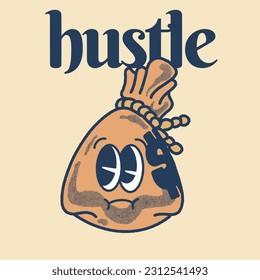 Hustle With Money Bag Groovy Character