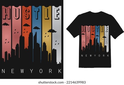 HUSTLE NEW YORK TYPOGRAPHY T-SHIRT DESIGN