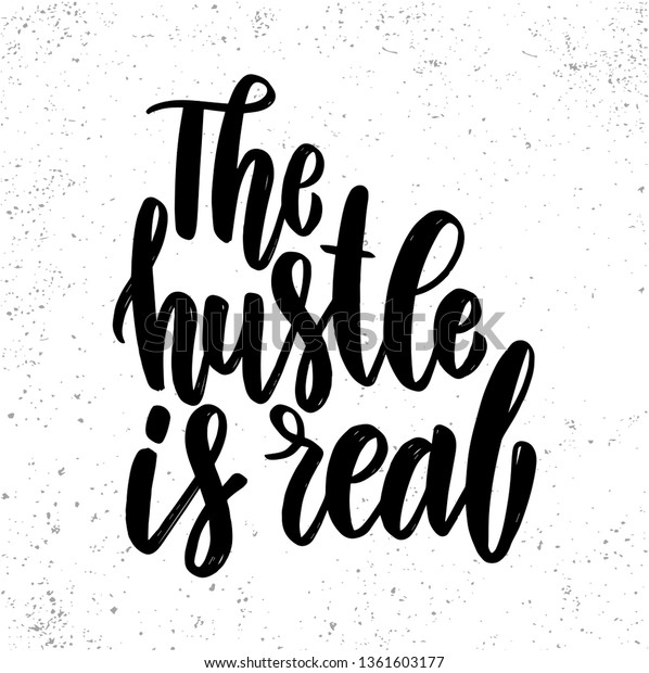 Hustle Real Lettering Phrase Poster Card Stock Vector (Royalty Free ...