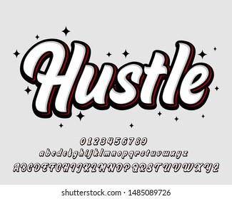 Hustle sticker, modern pop art text style