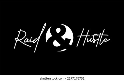 Inspiración en el diseño de camisetas de la tipografía HUSTLE.
Puede imprimirse en camisetas, tazas u otros medios. Contiene las palabras RAID HUSTLE