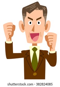 Hustle upper half of the body of the elderly businessman