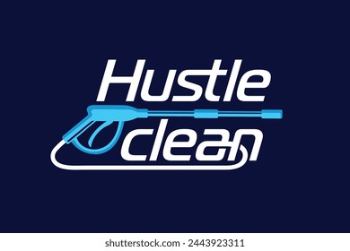 Hustle Washing lettering logo, Hustle clean logo