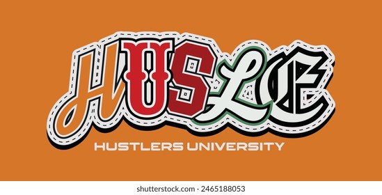 HUSTLER Vector universitario Uso del diseño para imprimir, sublimación y más