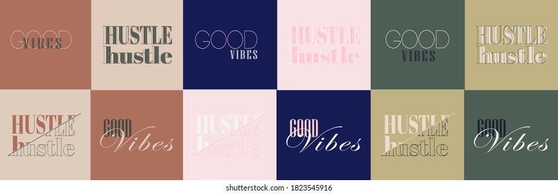 (hustule good vibes) typyography with color background 