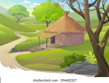 Hut along a narrow road