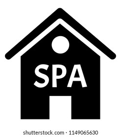 
Hut building with S P A written on it, this is spa exterior 

