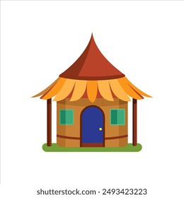 hut color natural vector illustration 