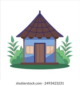 hut color natural vector illustration 