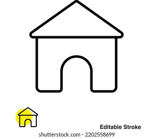 Hut Cottage Vector Line Icon Eps