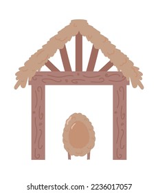 hut and cradle manger icon isolated