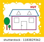 Hut Drawing Coloring Page Vector Illustration