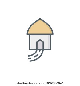 Hut Flat Icon Isolated On White Background
