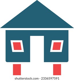 Hut Glyph Two Color Icon For Personal And Commercial Use.
