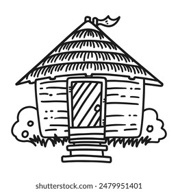 The hut hand drawn doodle art vector line art