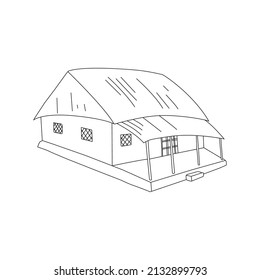 Hut, House Coloring, arte de línea vectorial para libros y dibujos.